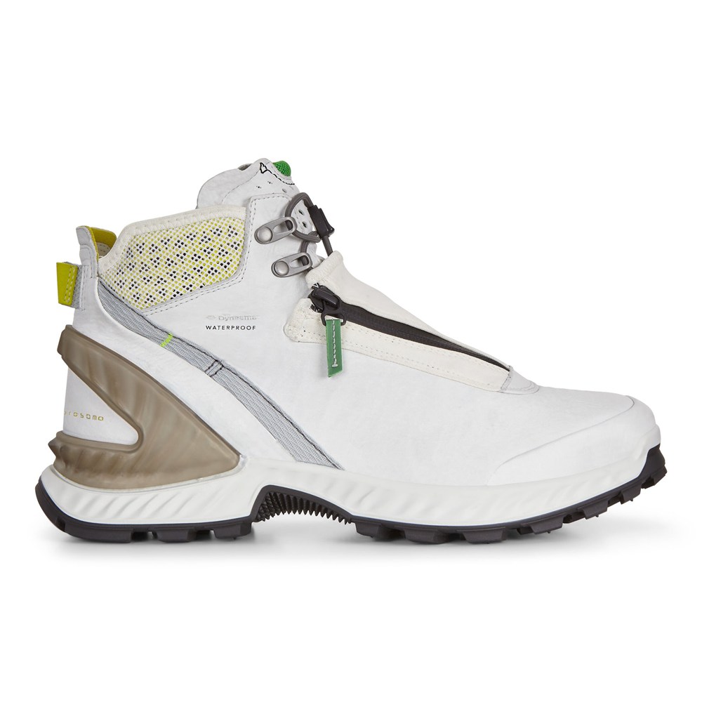 Mens Hiking Shoes - ECCO Exohike Mid Dyneema Boots - White - 1023GZJEF